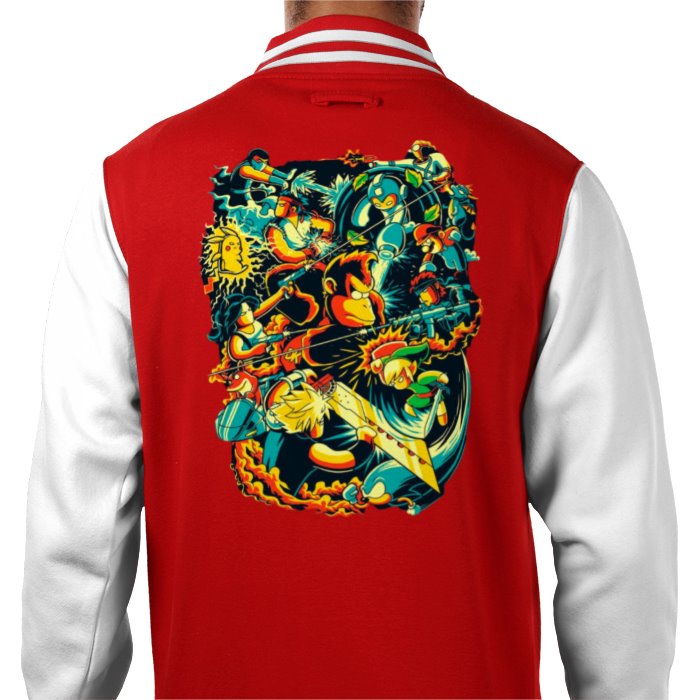 Gamer Collage - Retro Theme Varsity Jacket