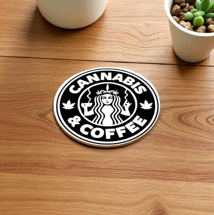 Cannabis & Coffee Round Coasters