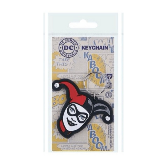 Harley Quinn Mask Symbol Rubber Keychain | DC Comics Gift