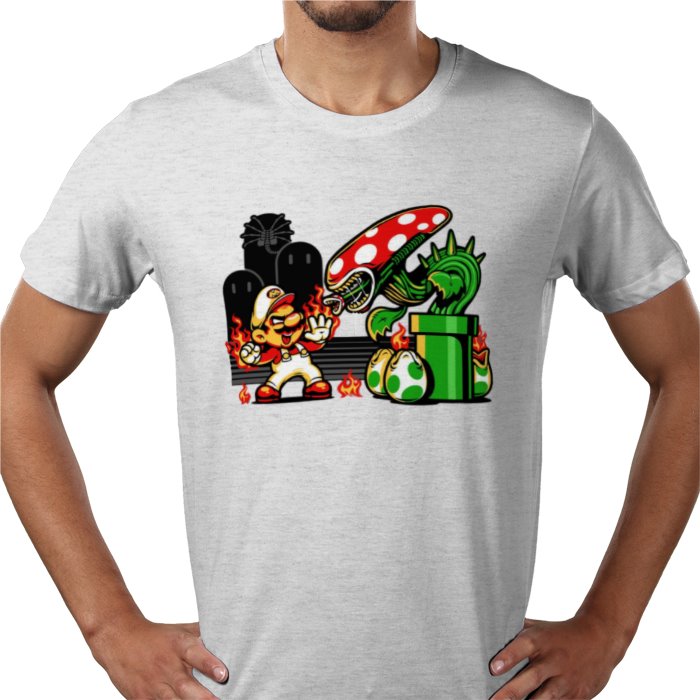 Super Mario Bro's & Alien - Mario Vs Alien T-shirt