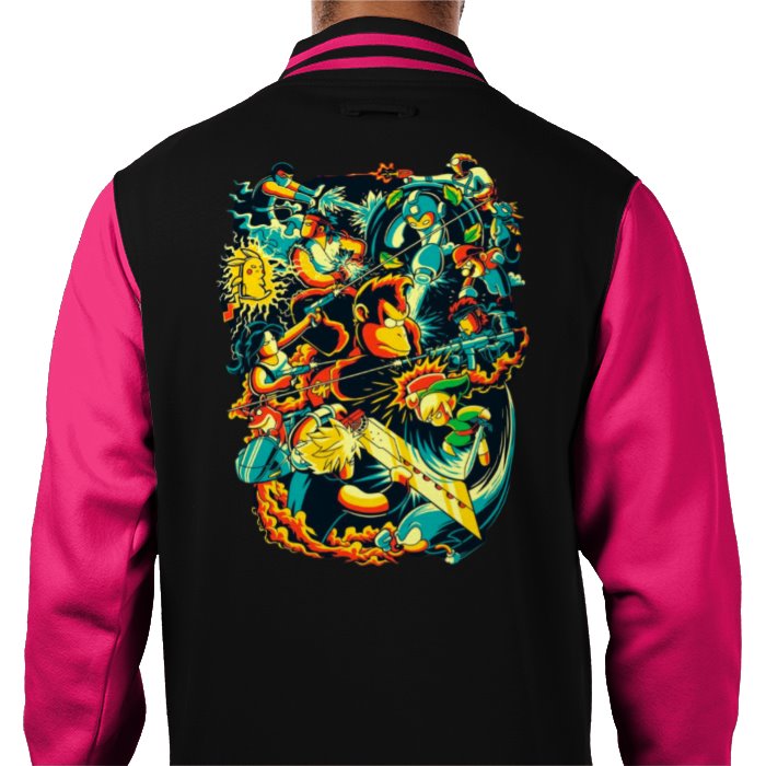 Gamer Collage - Retro Theme Varsity Jacket