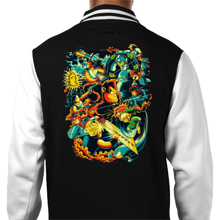 Gamer Collage - Retro Theme Varsity Jacket