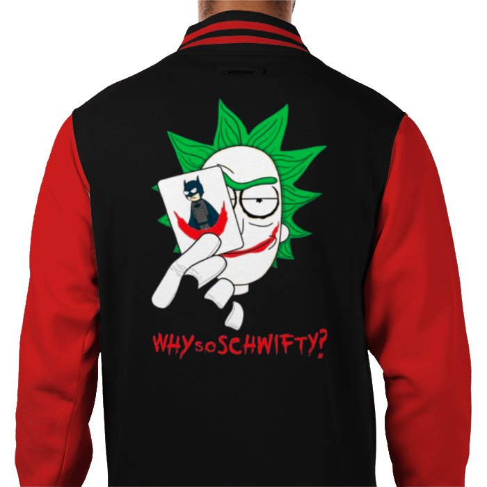 Rick & Morty x Batman - Why So Schwifty Varsity Jacket