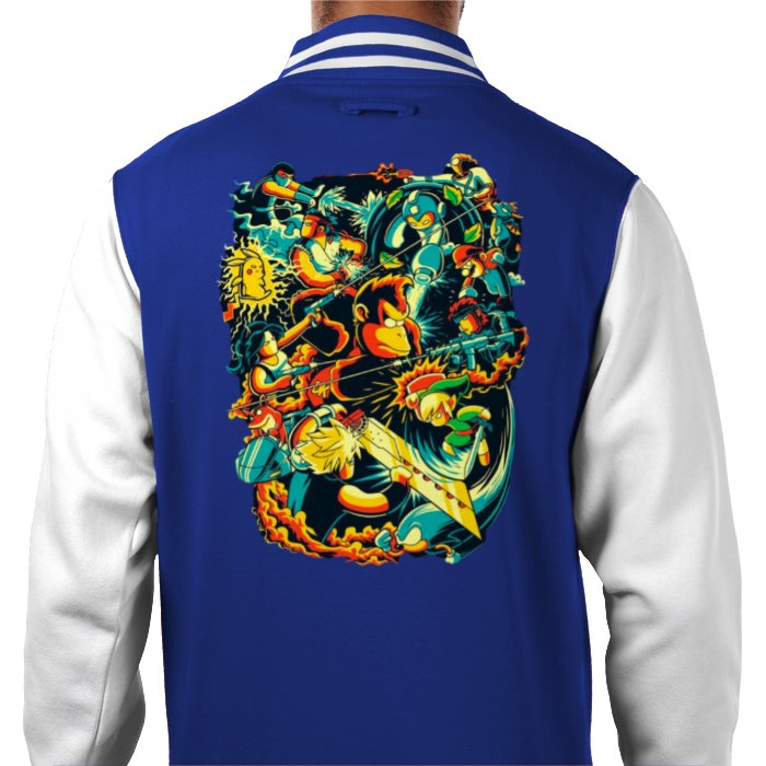 Gamer Collage - Retro Theme Varsity Jacket