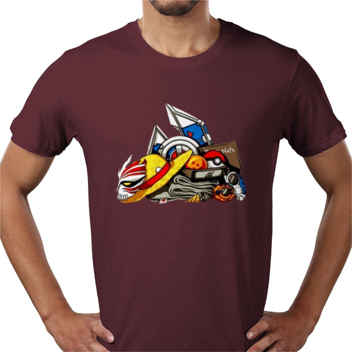 Anime Tools T-Shirt | Iconic Weapons & Symbols Graphic Tee