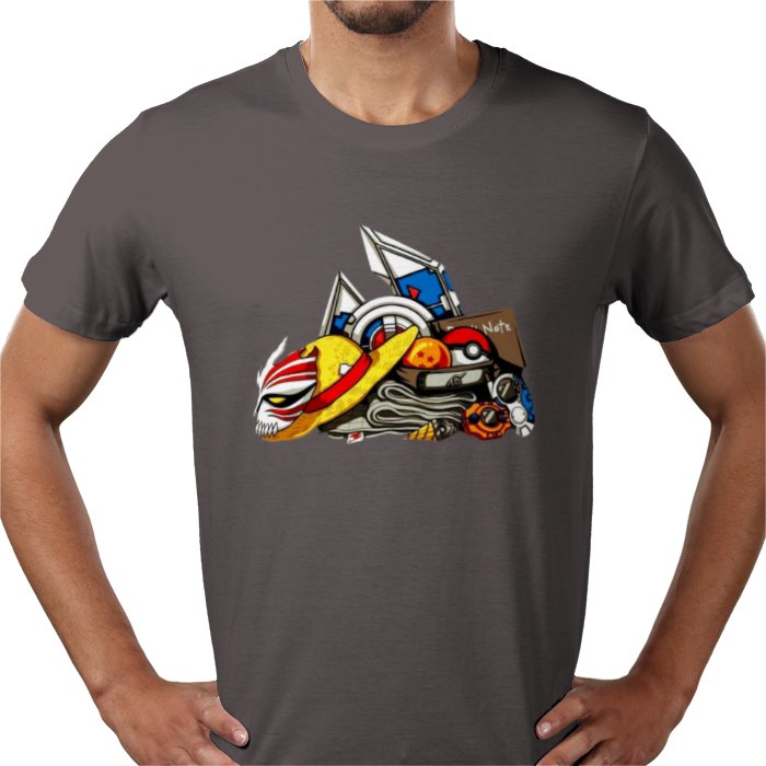 Anime Tools T-Shirt | Iconic Weapons & Symbols Graphic Tee