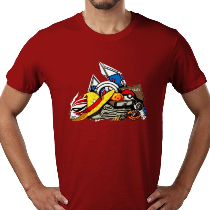 Anime Tools T-Shirt | Iconic Weapons & Symbols Graphic Tee