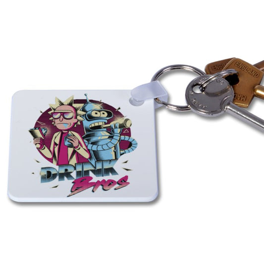 Rick & Morty x Futurama - Drink Bros Keyring