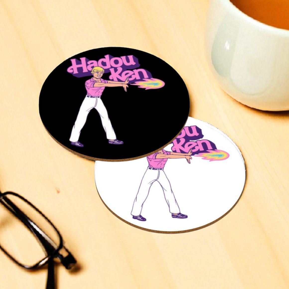 Barbie's Ken x Street Fighter - Hadou-Ken Round Coasters