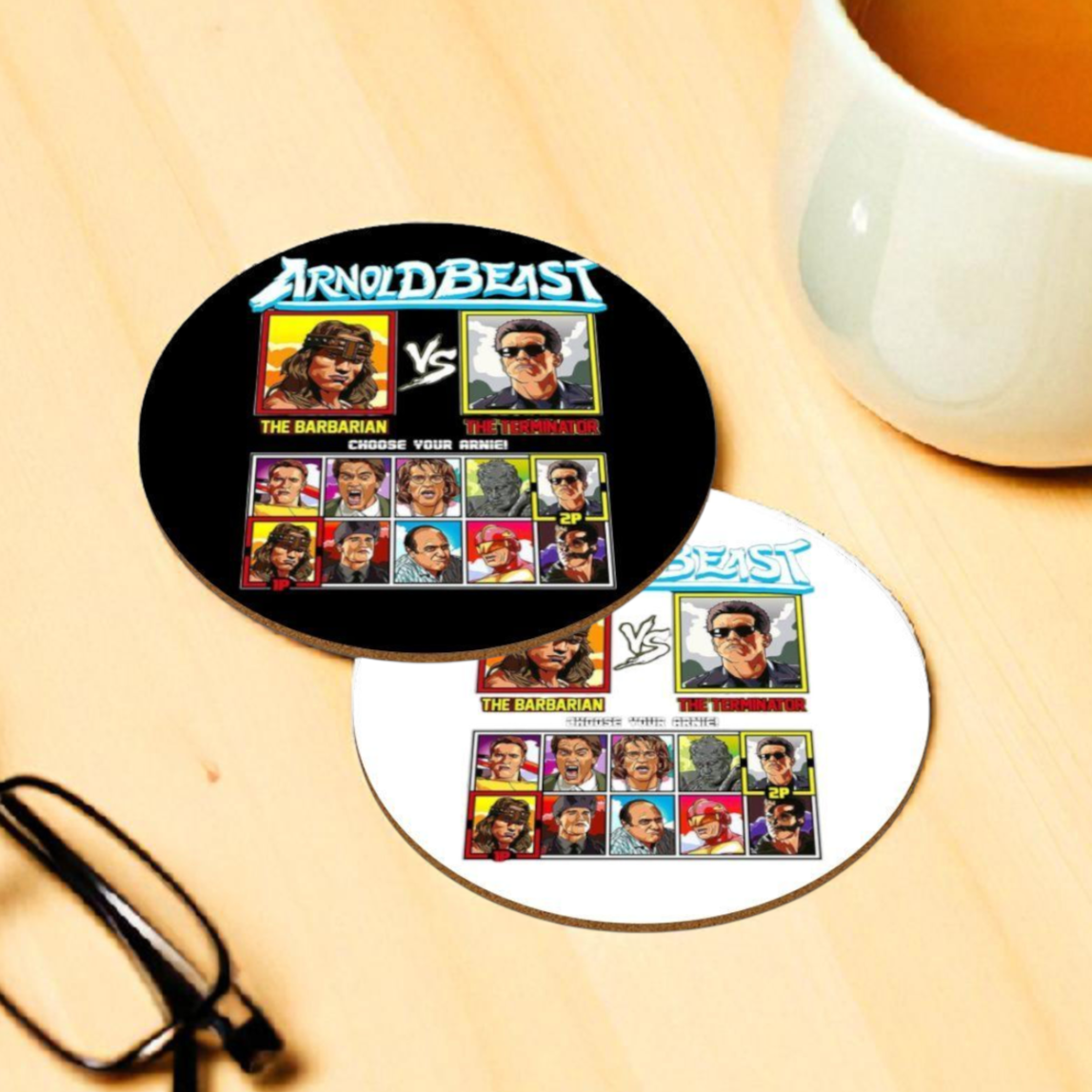 Arnold Schwarzenegger - Conan Vs Terminator Round Coasters