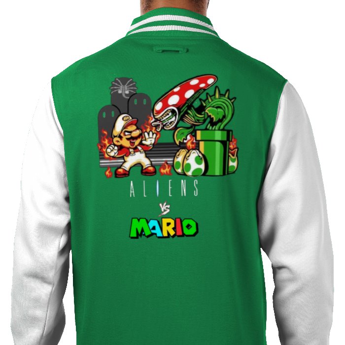 Super Mario x Aliens - Alien Vs Mario Varsity Jacket