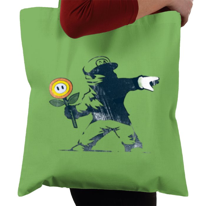 Super Mario Bro's & Banksy - Fire Flower Tote Bag