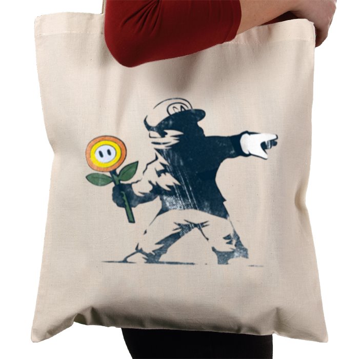 Super Mario Bro's & Banksy - Fire Flower Tote Bag