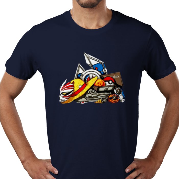 Anime Tools T-Shirt | Iconic Weapons & Symbols Graphic Tee