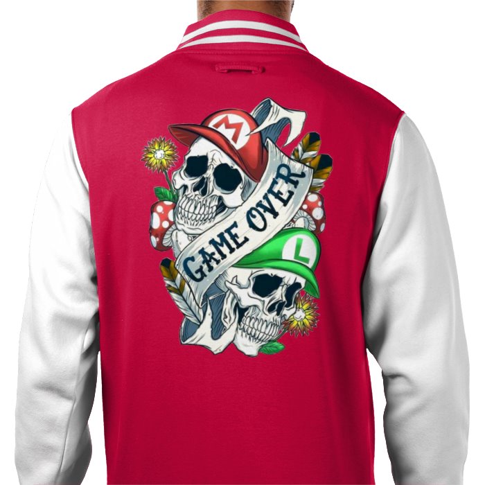 Super Mario Bro's - Game Over Tattoo Theme Varsity Jacket