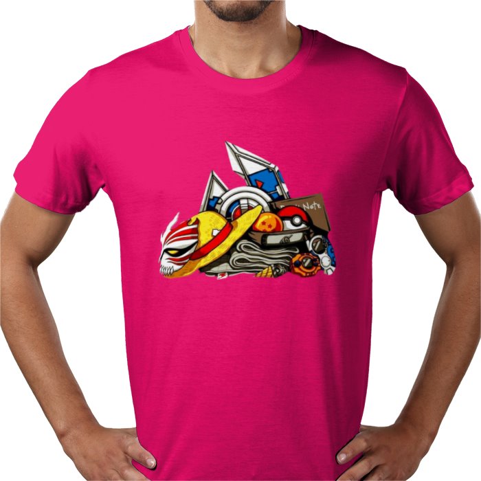 Anime Tools T-Shirt | Iconic Weapons & Symbols Graphic Tee