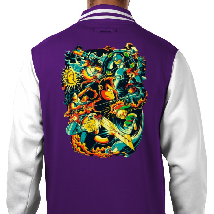 Gamer Collage - Retro Theme Varsity Jacket