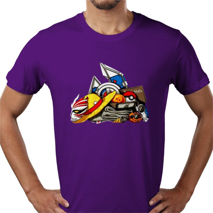 Anime Tools T-Shirt | Iconic Weapons & Symbols Graphic Tee