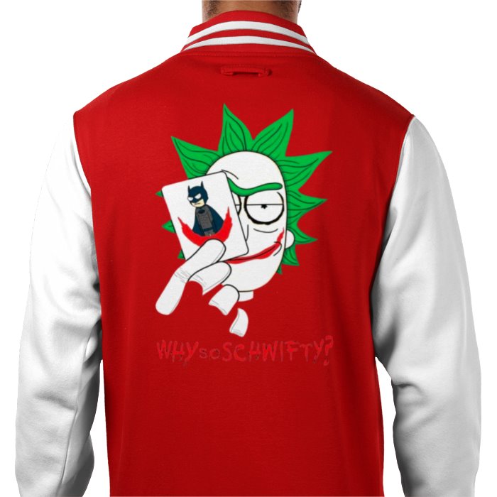 Rick & Morty & Batman - Why So Schwifty Varsity Jacket