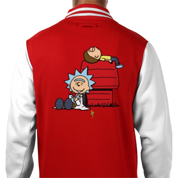 Rick & Morty & Snoopy - Chilling Varsity Jacket