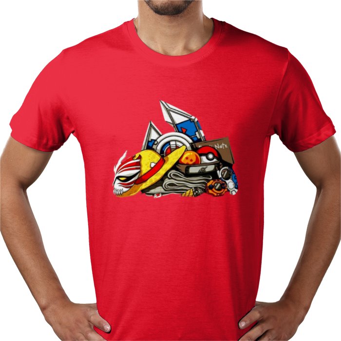 Anime Tools T-Shirt | Iconic Weapons & Symbols Graphic Tee