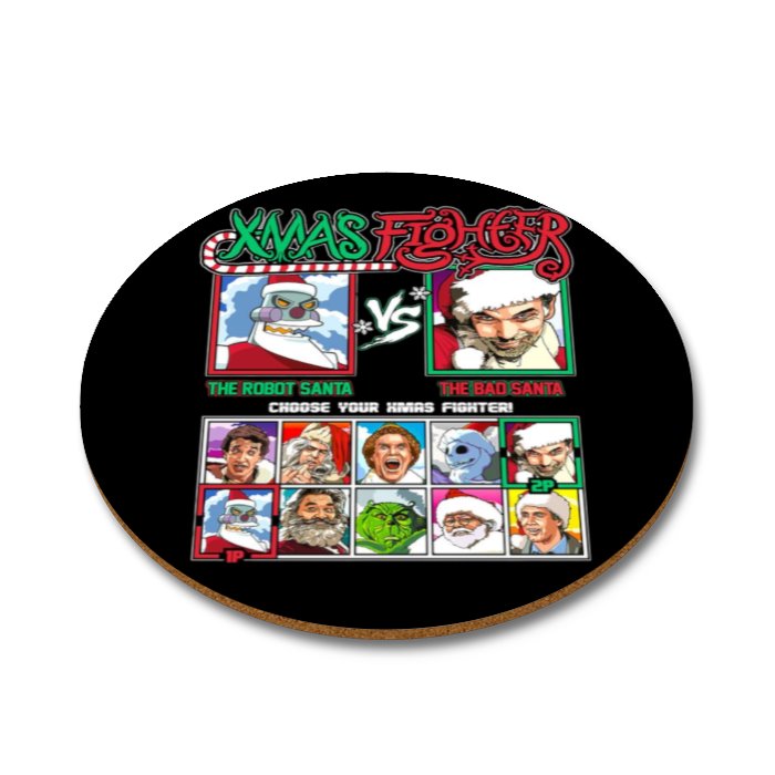 Robot Santa Vs Bad Santa Round Coasters