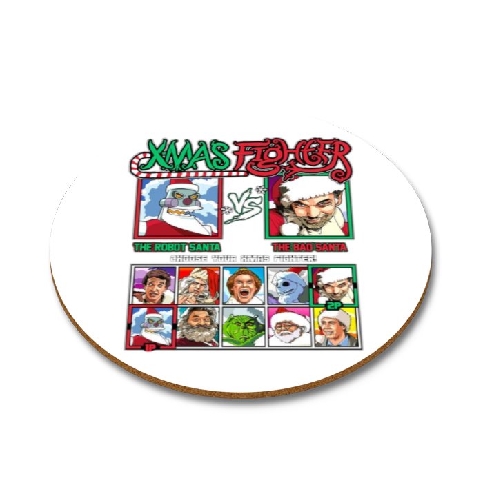Robot Santa Vs Bad Santa Round Coasters
