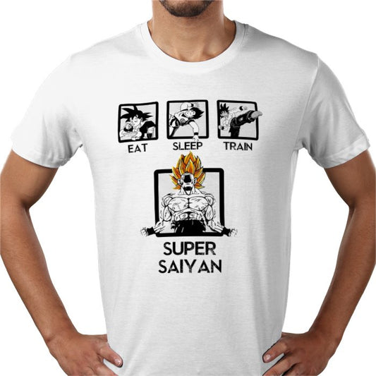 Dragon Ball Z Eat Sleep Train T-Shirt | DBZ Gym Lifestyle Anime Tee