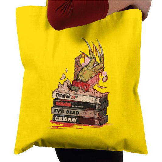 VHS Horror Tapes Freddy Theme Tote Bag